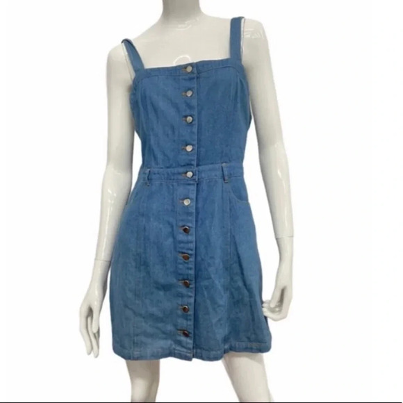 NWT WILD HONEY Denim button down summer dress M - Picture 1 of 2